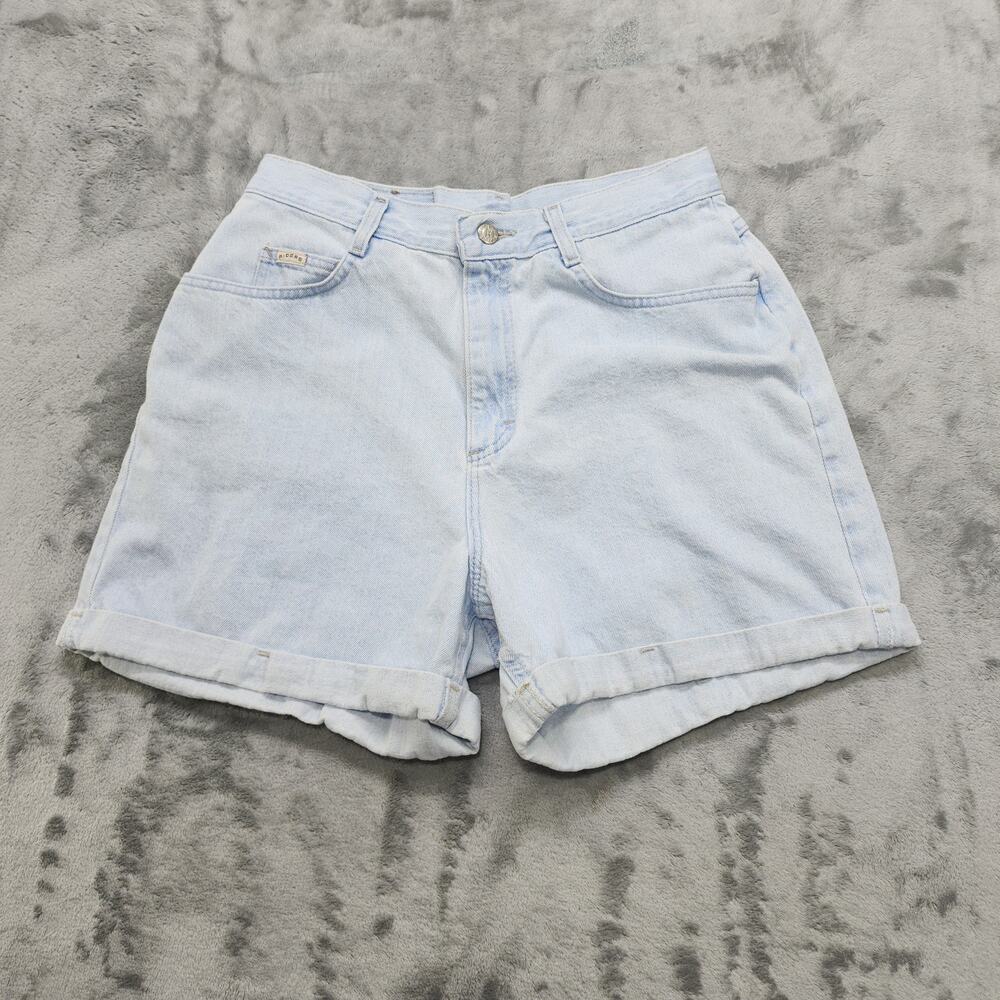 Vintage 90s Riders Shorts Womens 14 Blue Light Wash High Rise Cuffed Jorts Mom